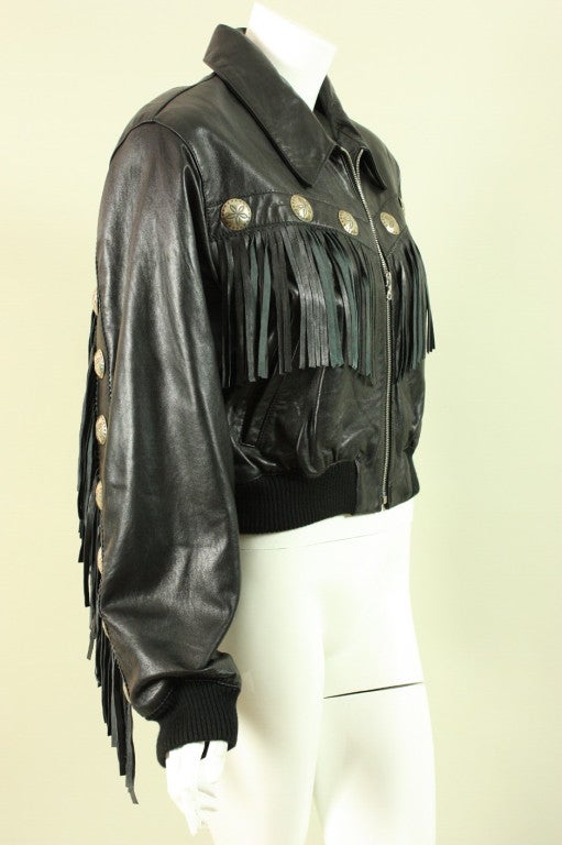 1980's North Beach Fringed Leather Jacket In Excellent Condition In Los Angeles, CA