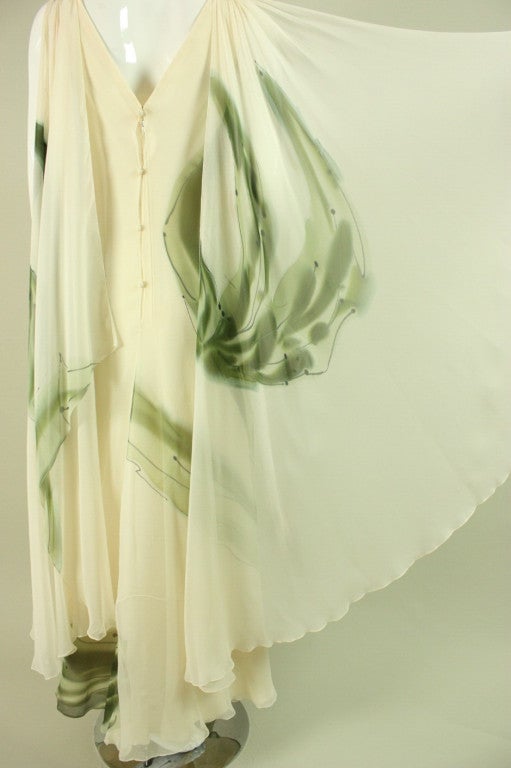 1970's Stavropoulos Hand-Painted Chiffon Gown 1