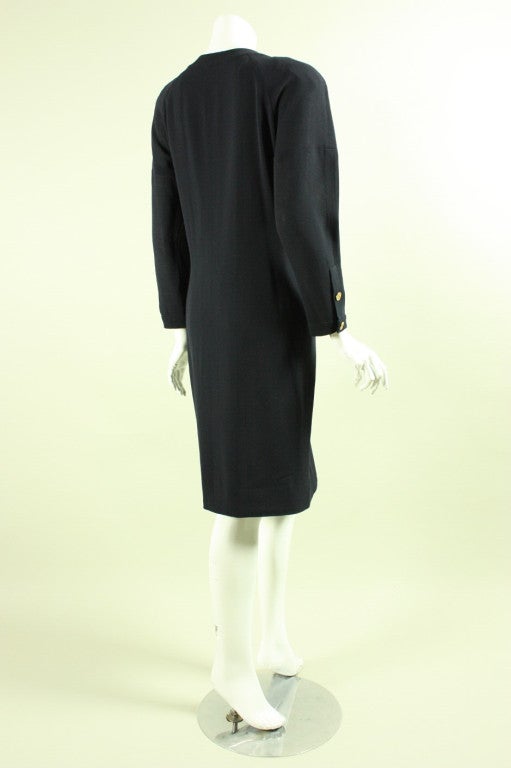 Black 1990's Chanel Dress with Placket & Bow For Sale