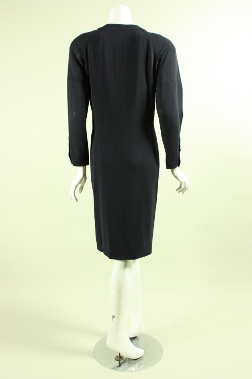 1990's Chanel Dress with Placket & Bow In Excellent Condition For Sale In Los Angeles, CA