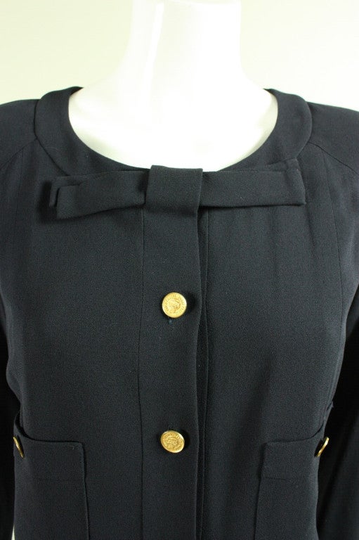 Women's 1990's Chanel Dress with Placket & Bow For Sale