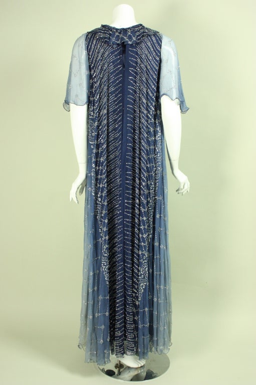 Women's 1970's Gina Frattini Blue Ombré Gown