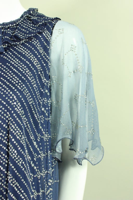 1970's Gina Frattini Blue Ombré Gown 2