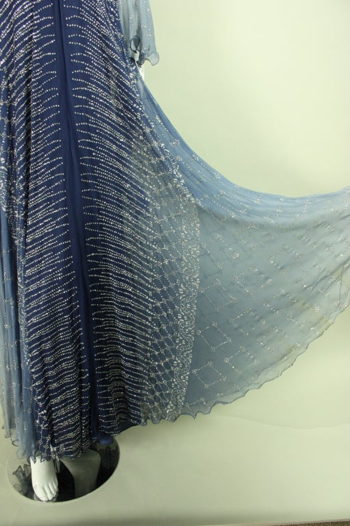 1970's Gina Frattini Blue Ombré Gown 3