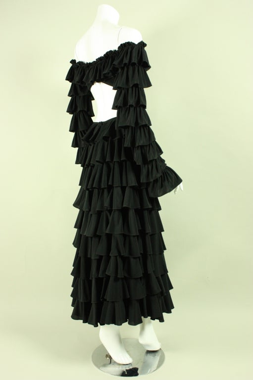 1980's Norma Kamali Ruffled Ensemble In Excellent Condition In Los Angeles, CA