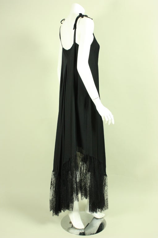 1970's Vicky Tiel Black Silk & Lace Gown In Excellent Condition In Los Angeles, CA