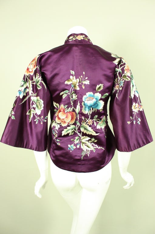 1930's Hand-Embroidered Silk Chinese Jacket In Excellent Condition In Los Angeles, CA