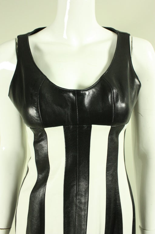 Women's North Beach by Michael Hoban Striped Leather Dress, 1991  For Sale