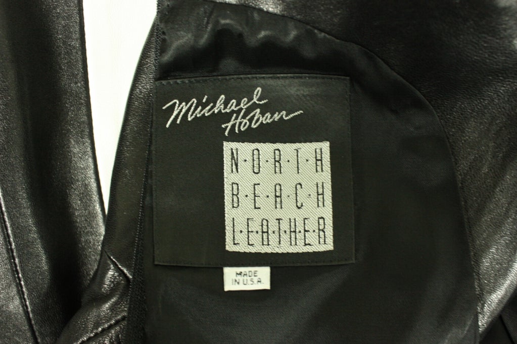 North Beach by Michael Hoban Striped Leather Dress, 1991  For Sale 1
