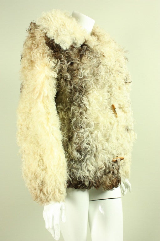 Beige 1970's Revillon Curly Lamb Jacket