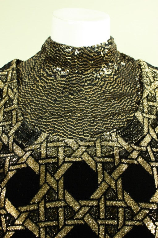 1970's Galanos Black & Gold Gown 1