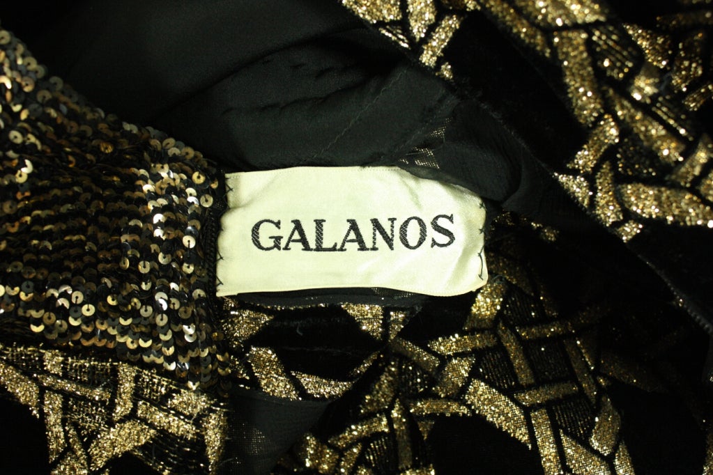 1970's Galanos Black & Gold Gown 3