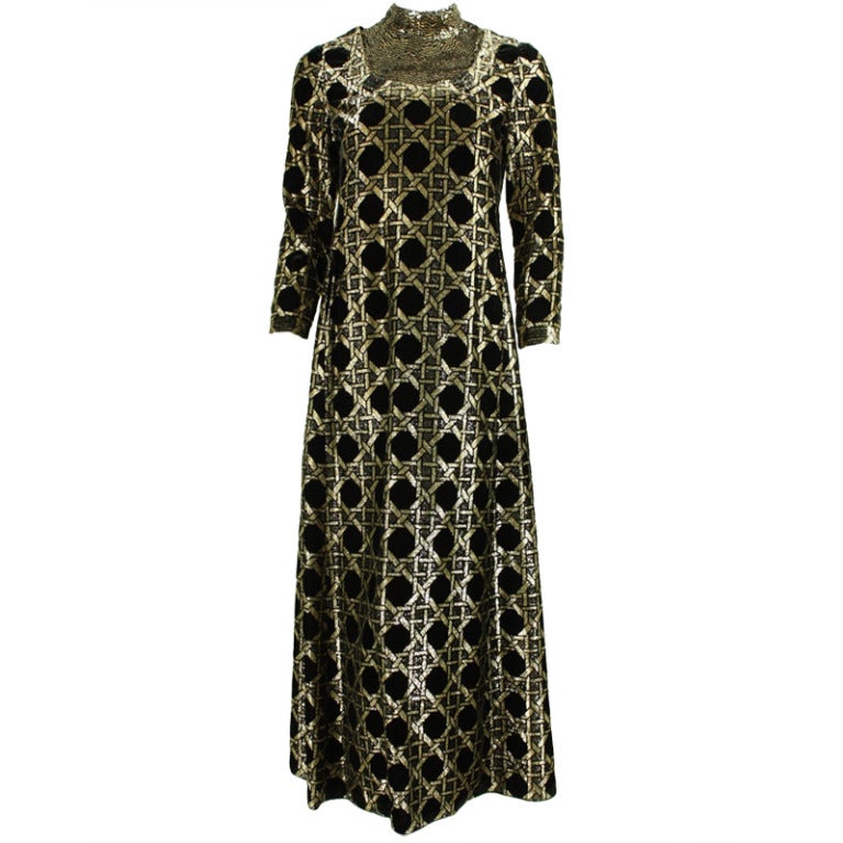 1970's Galanos Black & Gold Gown