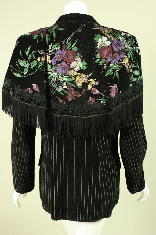 1980's Roberto Cavalli Hand-Painted Suede Jacket In Excellent Condition In Los Angeles, CA