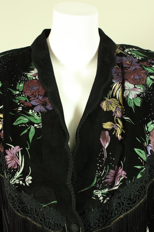 Women's 1980's Roberto Cavalli Hand-Painted Suede Jacket