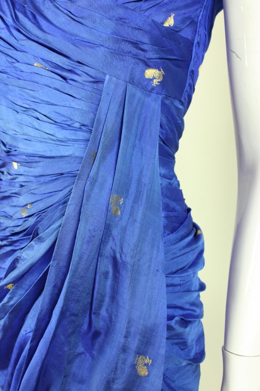 1950's Silk Sari Evening Gown 3