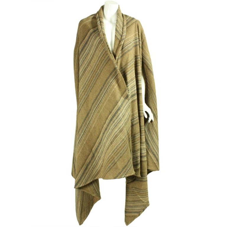 Issey Miyake Striped Wool Cape, Early 1980s  For Sale