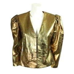 1980's Bill Blass Metallic Leather Jacket 3