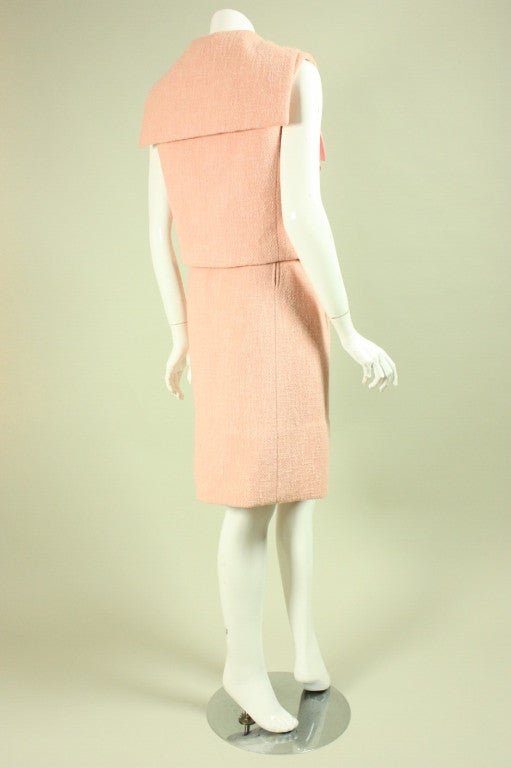 Orange 1960's Norman Norell Pink Boucle Ensemble