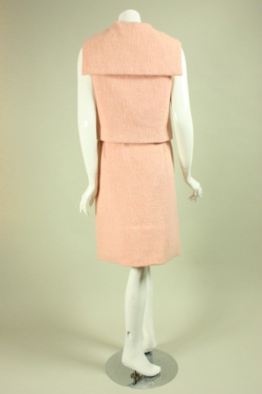 1960's Norman Norell Pink Boucle Ensemble In Excellent Condition In Los Angeles, CA