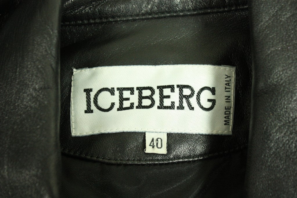 Iceberg Leather Bomber with Panda Motif 4