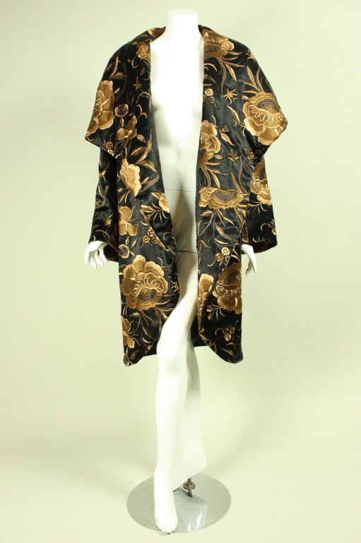 1980's Norma Kamali Embroidered Cocoon Coat 1
