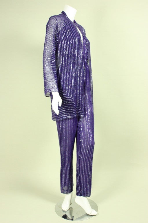 1970's Halston Sequined Jumpsuit & Jacket In Excellent Condition In Los Angeles, CA