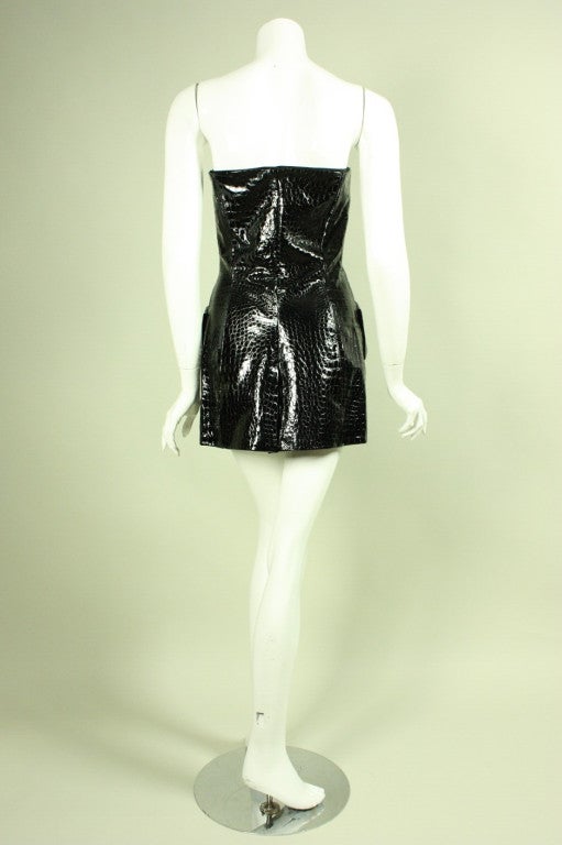 Galanos Crocodile Embossed Vinyl Mini Dress In Excellent Condition In Los Angeles, CA