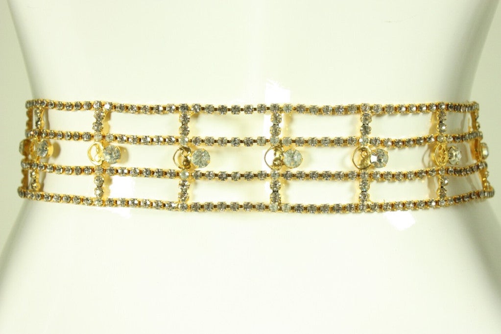 Women's Kenneth J. Lane Rhinestone Filigree Belt