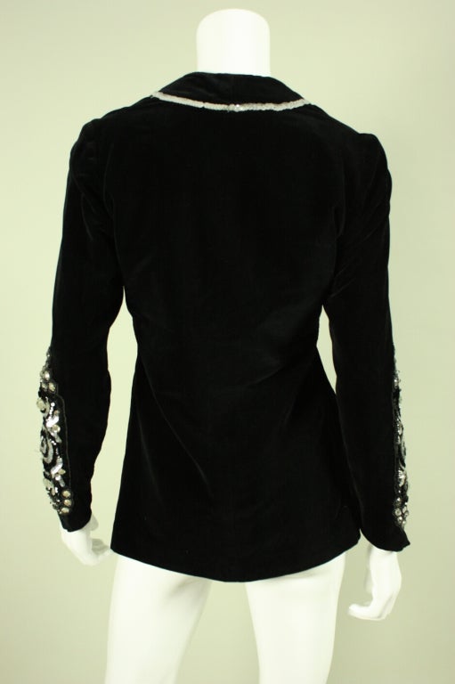 Thea Porter Velvet Jacket with Sleeve Embellishment, 1970s  In Excellent Condition For Sale In Los Angeles, CA
