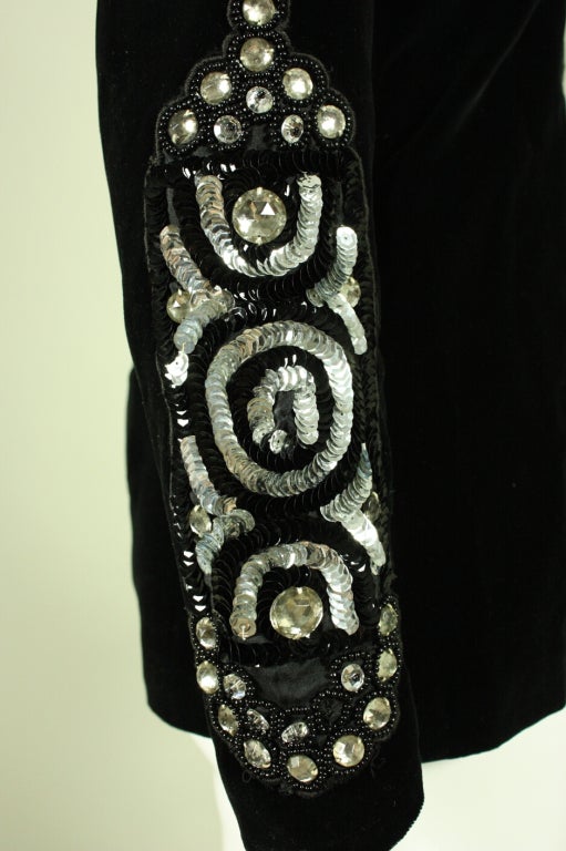 Women's Thea Porter Velvet Jacket with Sleeve Embellishment, 1970s  For Sale