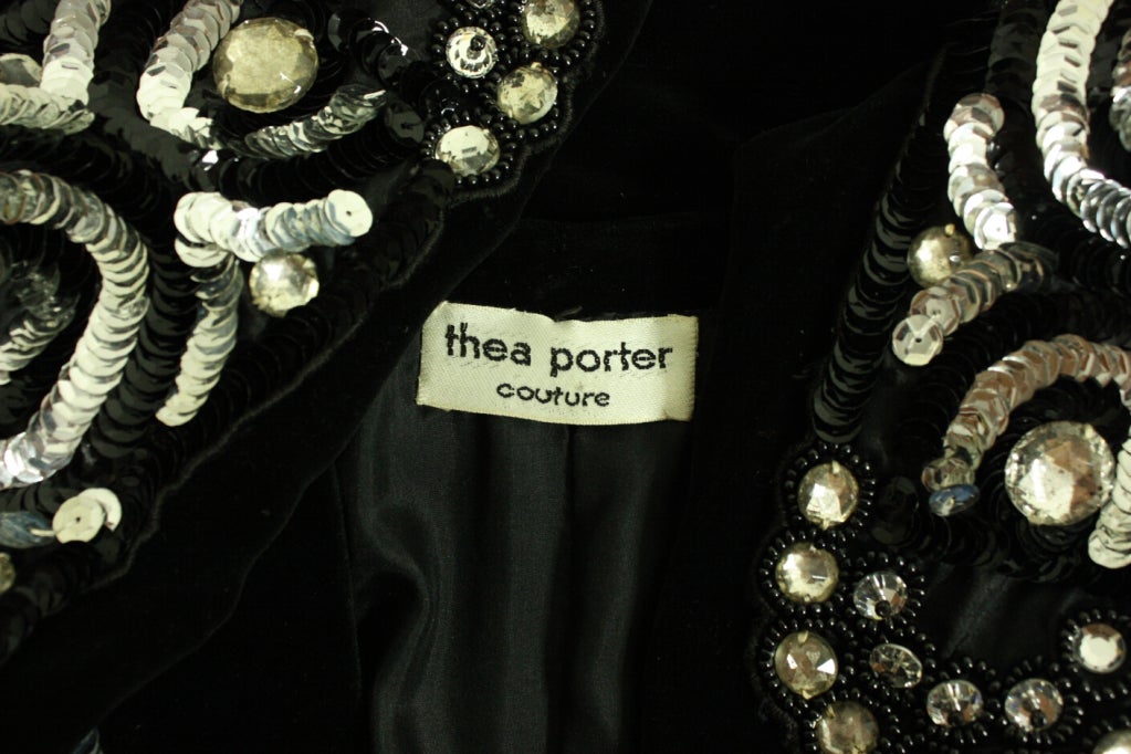Thea Porter Velvet Jacket with Sleeve Embellishment, 1970s  For Sale 2