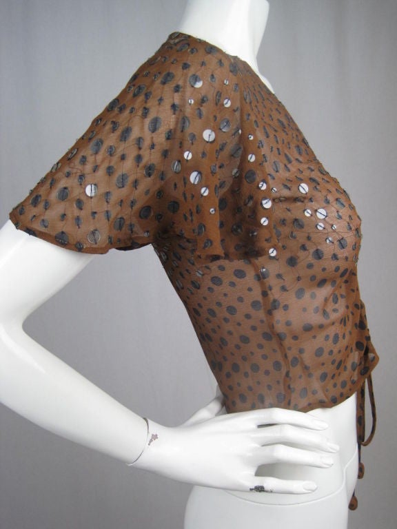 Brown Gaultier Polka-Dotted Evening Blouse For Sale