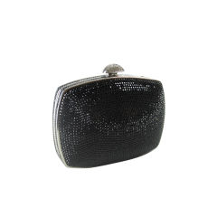 Vintage Judith Leiber Black Crystal Minaudière