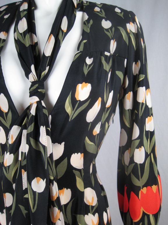 Bill Blass Silk Dress with Tulip Print 1
