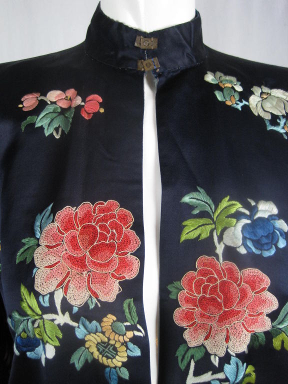 Chinese Silk Embroidered Robe Circa 1930-1950 1