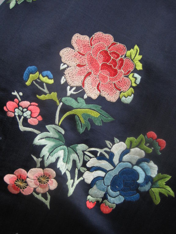 Chinese Silk Embroidered Robe Circa 1930-1950 2