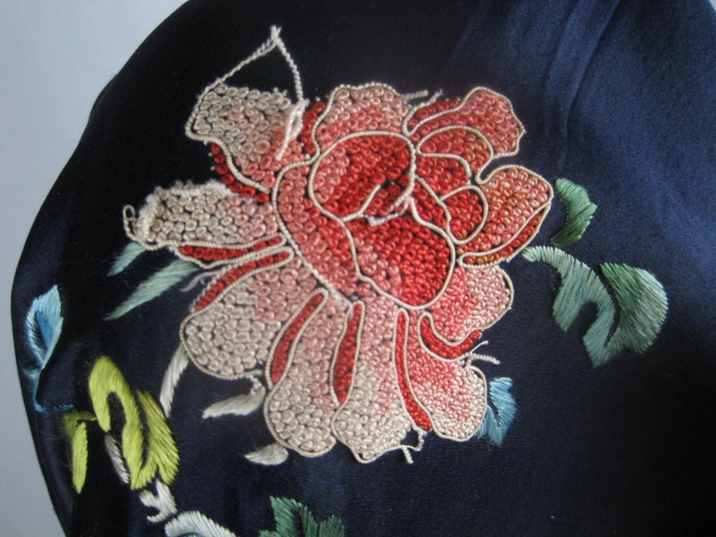 Chinese Silk Embroidered Robe Circa 1930-1950 6