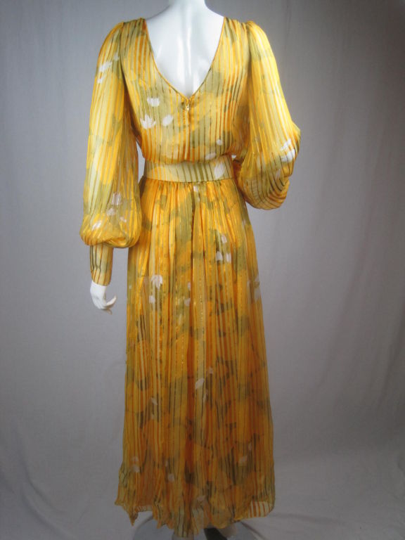 Women's Custom Made Yellow Silk Dress by Leon Paule
