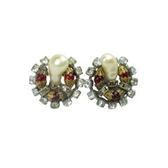 Vintage Chanel Rhinestone & Pearl Earrings