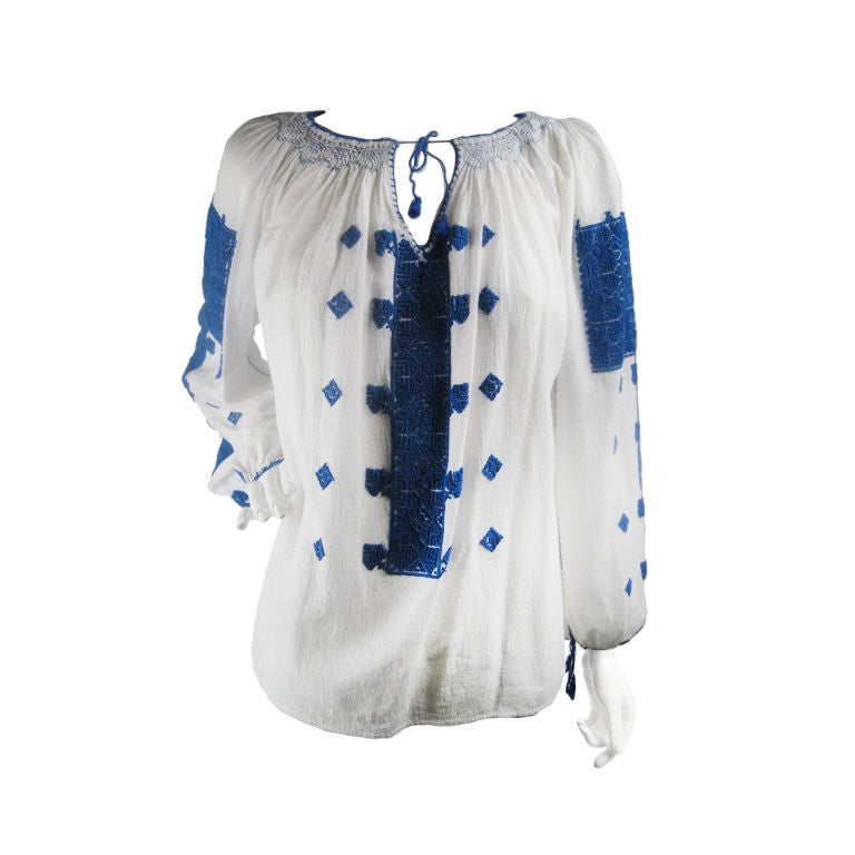 1920's-30's Eastern European Embroidered Blouse at 1stdibs