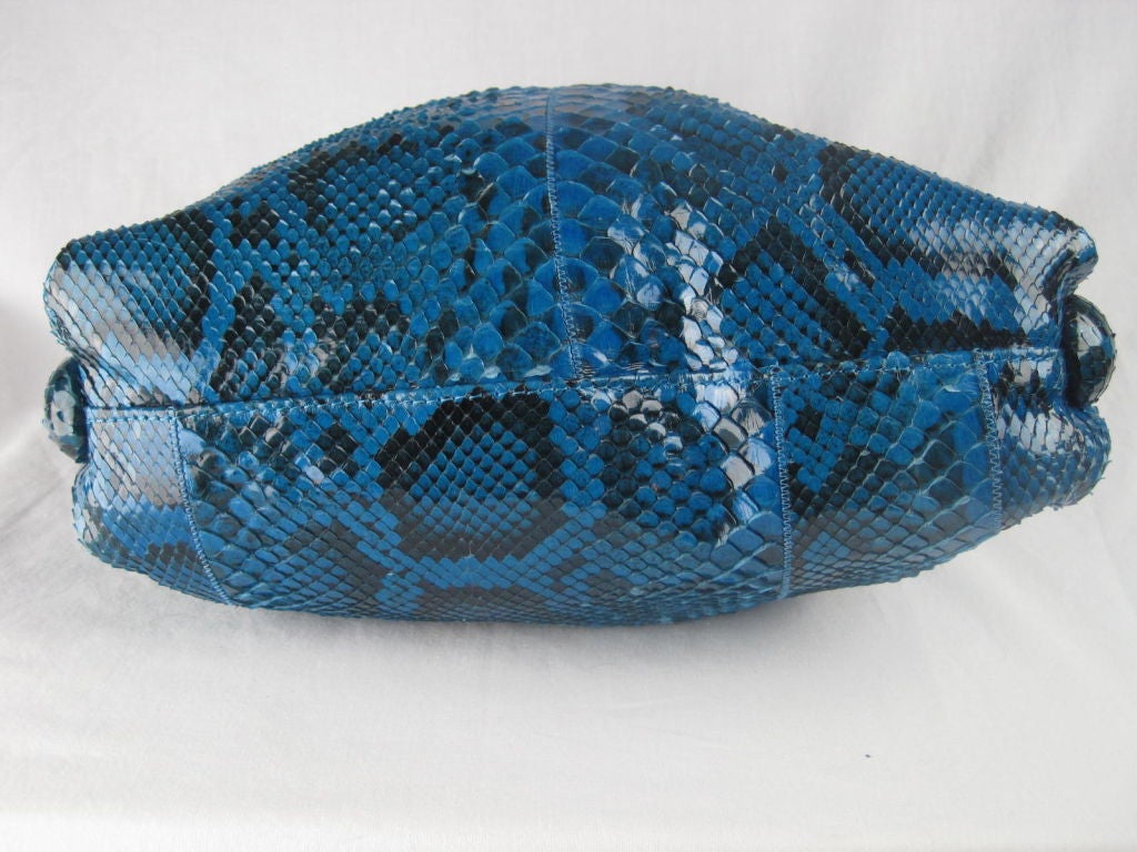 Carlos Falchi Royal Blue Snakeskin Handbag 1