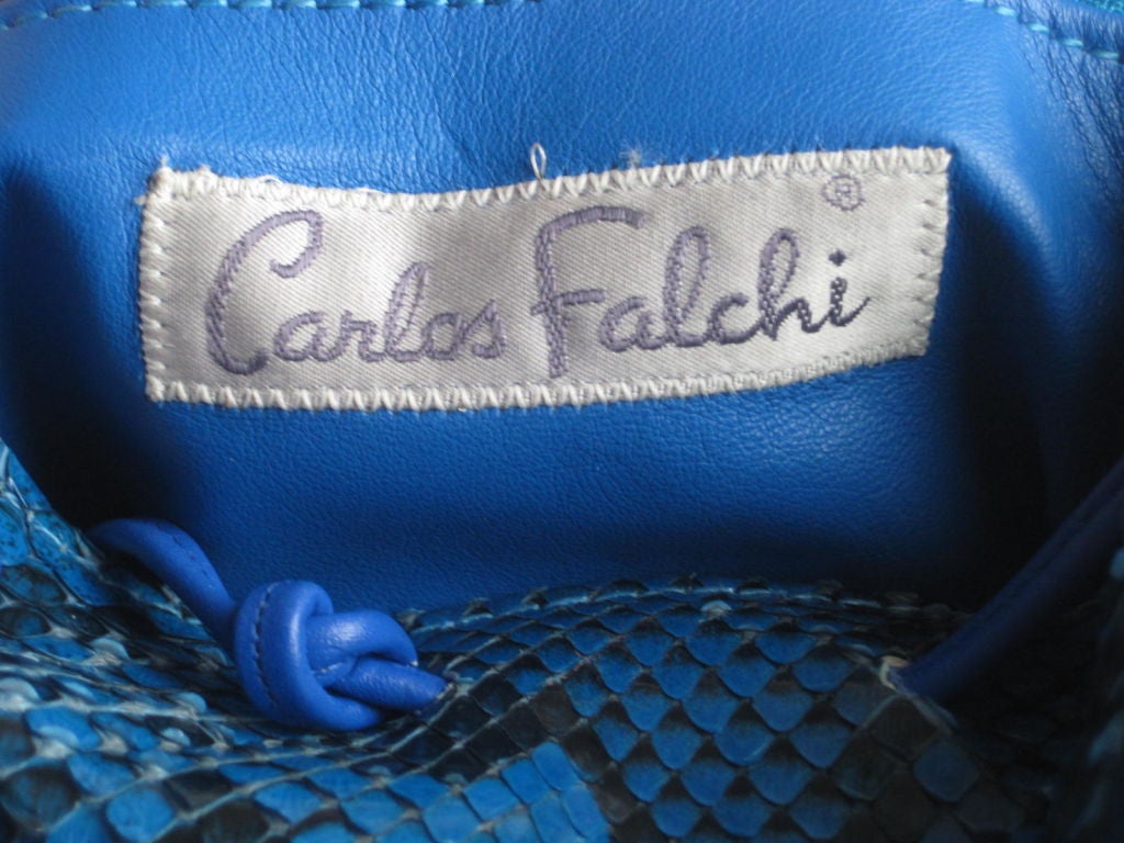 Carlos Falchi Royal Blue Snakeskin Handbag 3