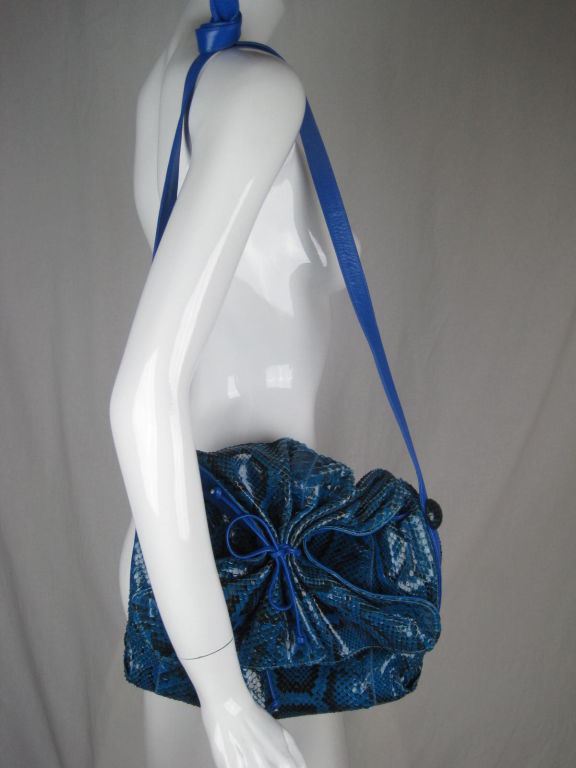 Carlos Falchi Royal Blue Snakeskin Handbag 4