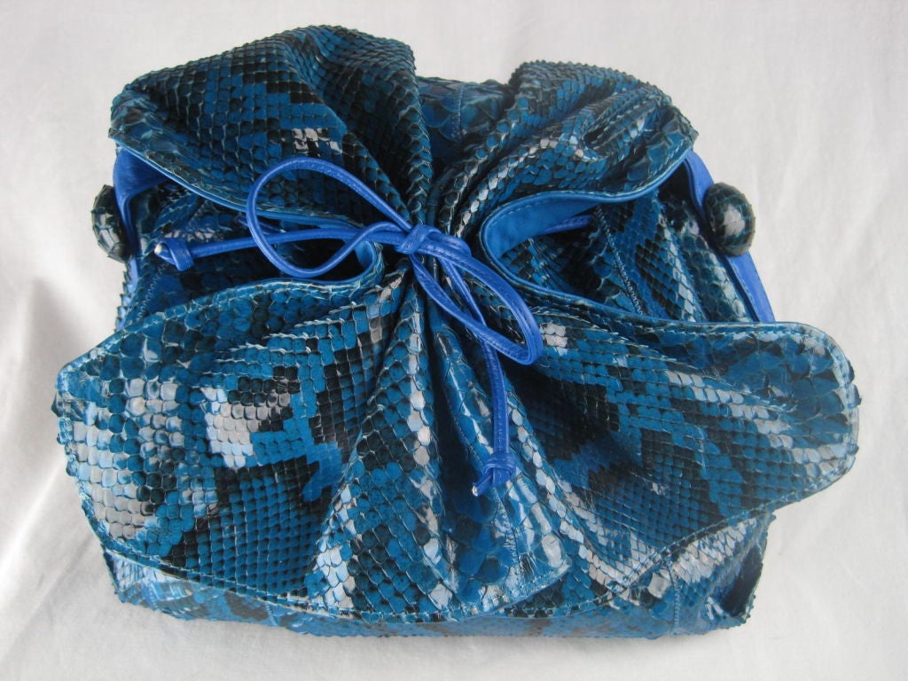 Carlos Falchi Royal Blue Snakeskin Handbag 5