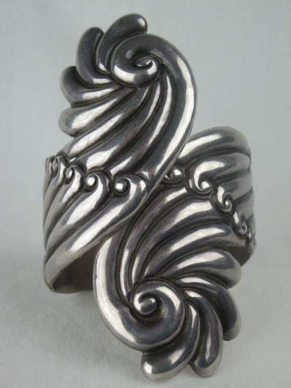 Mexican Sterling Silver Large Fluted Cuff 4