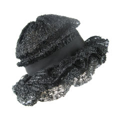 1960's Elsa Schiaparelli Black Straw Hat-SALE!