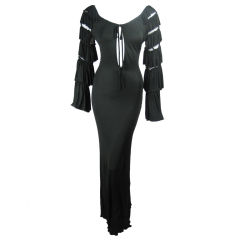 1990's Black Gaultier Gown with Tiered Sleeves
