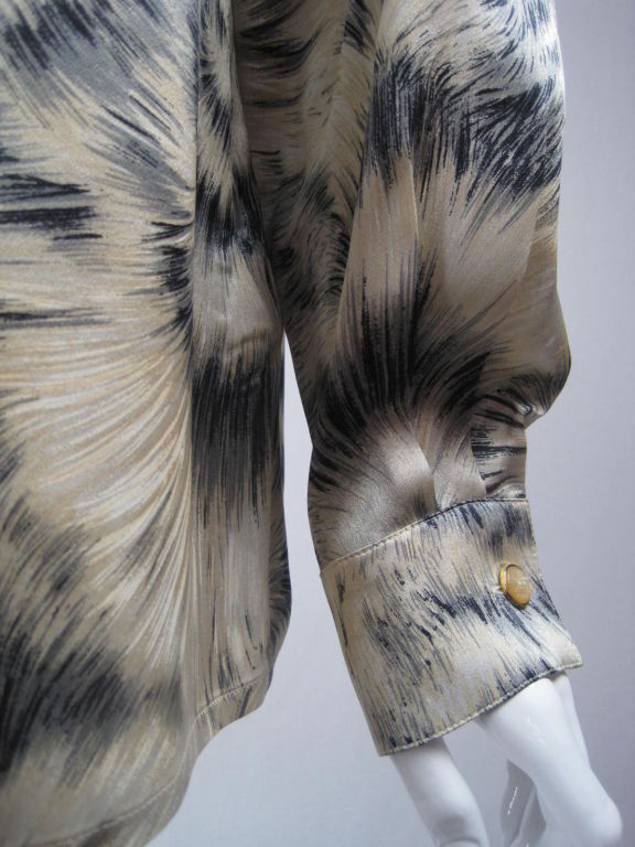 Escada Silk Blouse with Fur Print In Excellent Condition In Los Angeles, CA