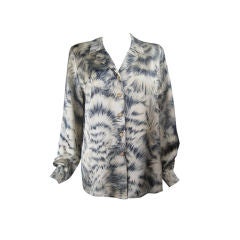 Escada Silk Blouse with Fur Print